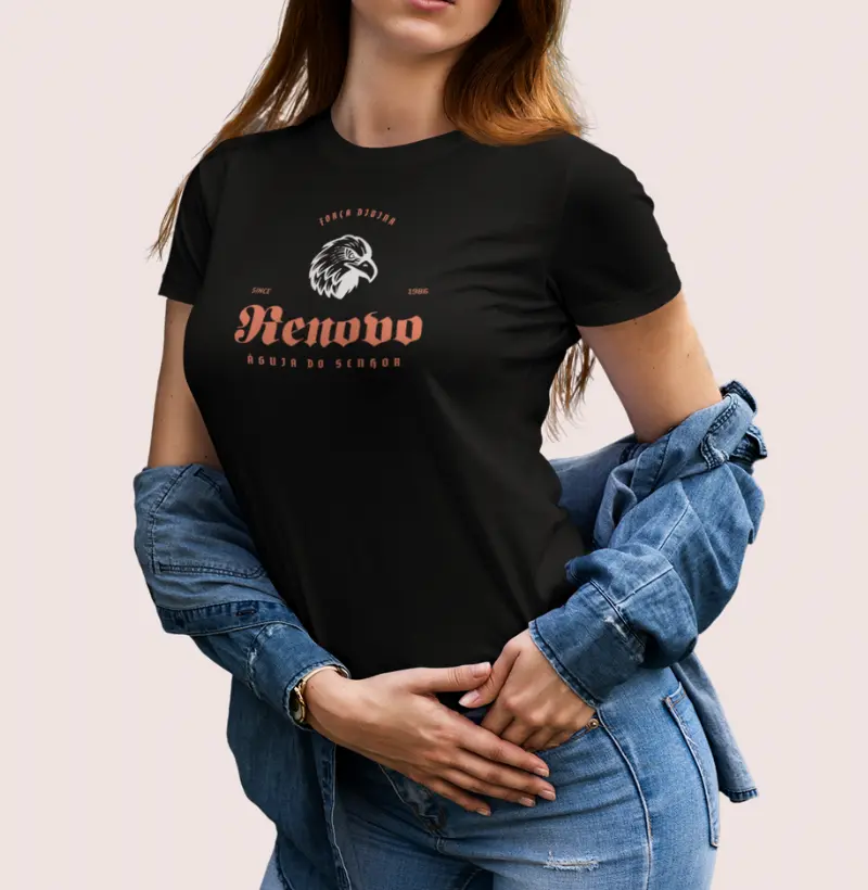 Camiseta Cristã Feminina Renovo com Estampa de Águia e Mensagem Religiosa | Milagree 