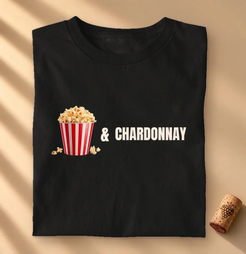 Camiseta Pipoca e Chardonnay
