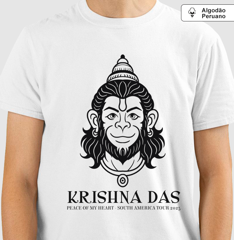 Hanuman Head - Camiseta Algodão Peruano - Estampa Preta