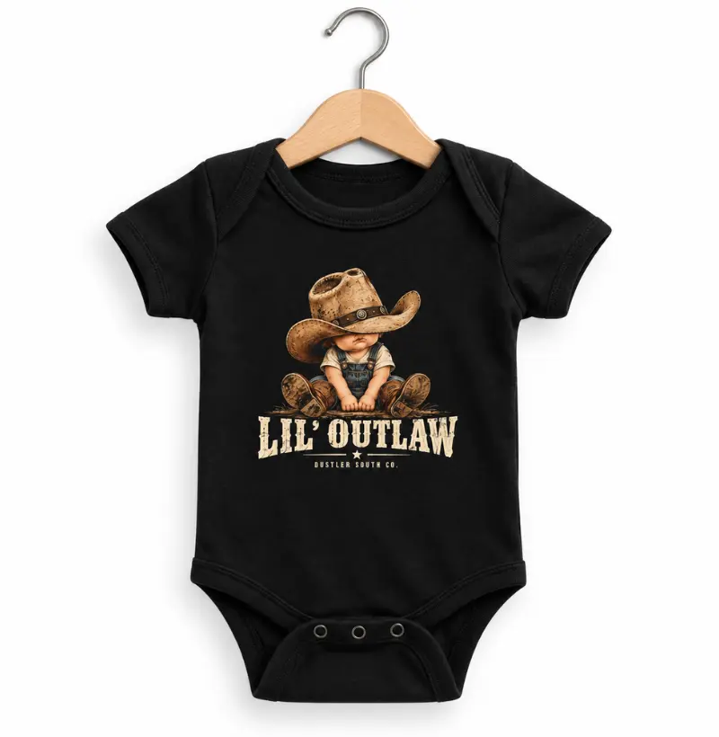 Body Bebê Unissex Lil’ Outlaw – Lil’ Dustler Country 100% Algodão