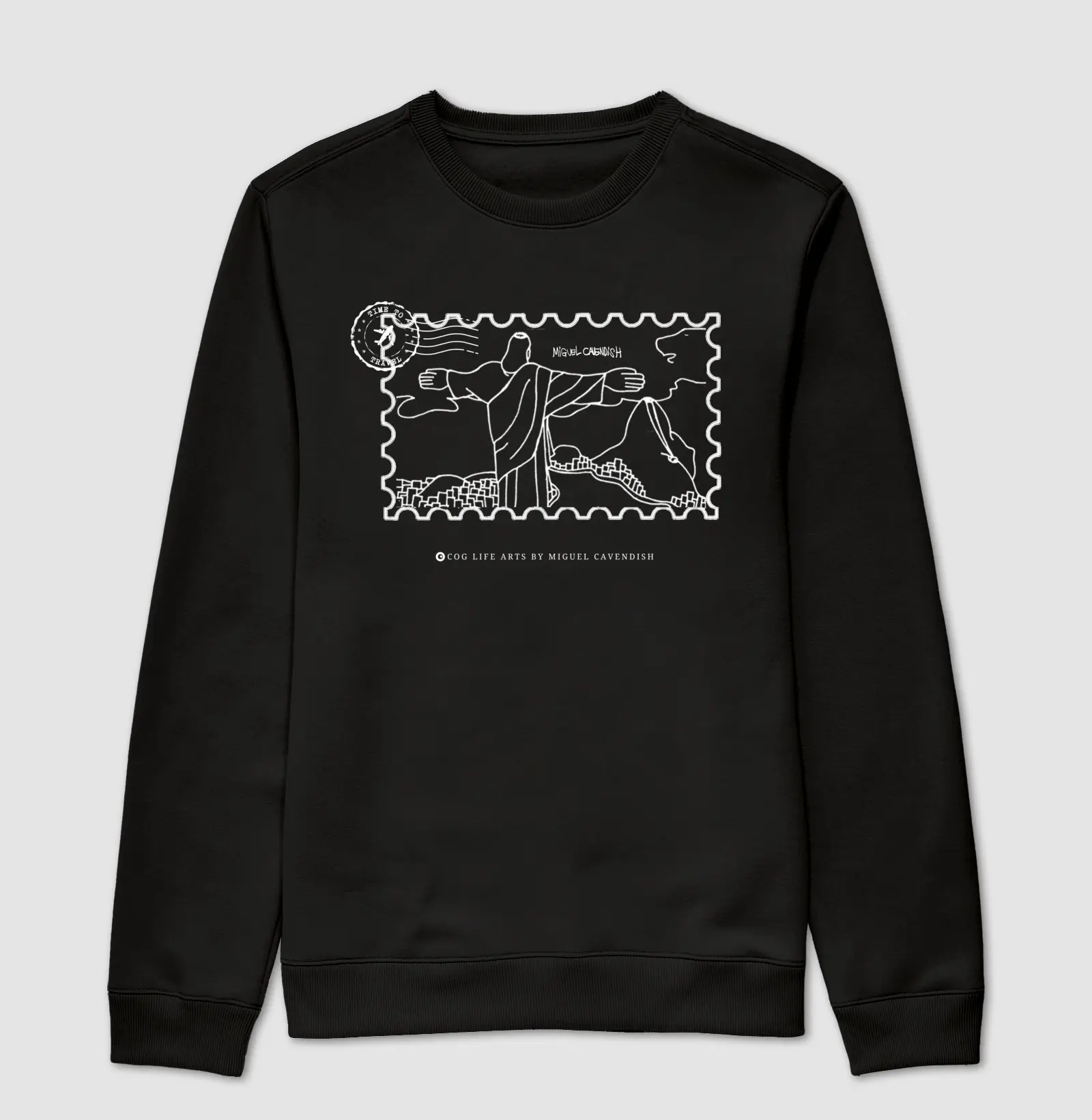 Suéter Cartão Postal Cristo Preto by Miguel Cavendish 