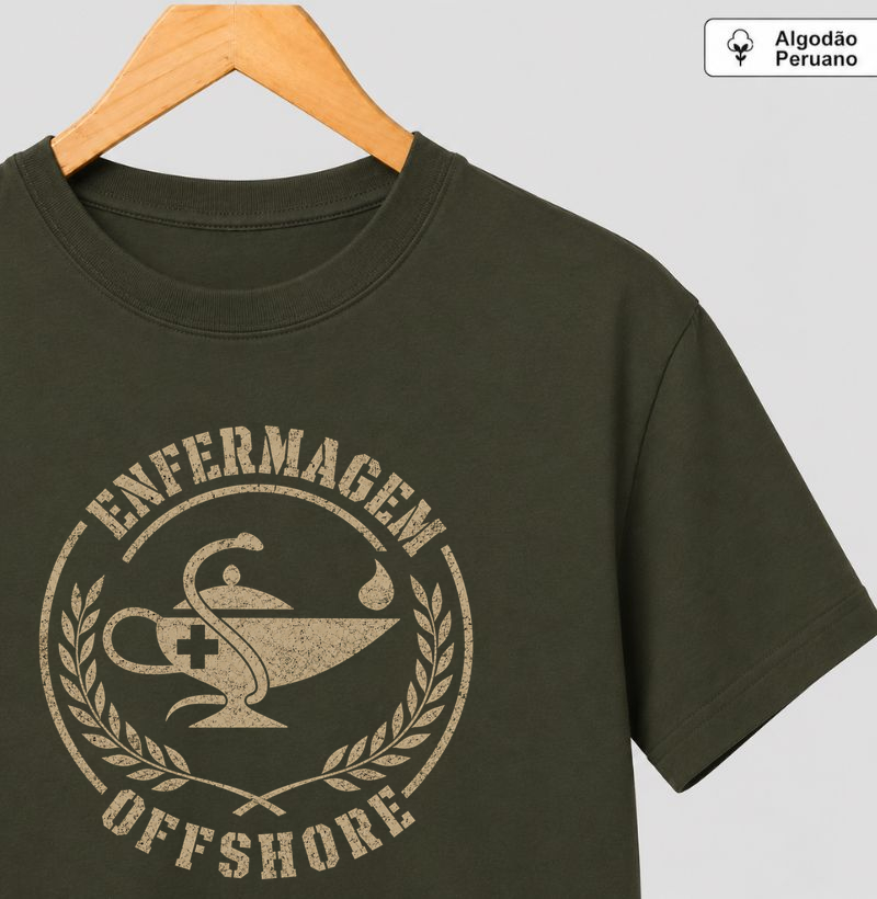 Enfermagem Offshore emblema - Camiseta Algodão Peruano