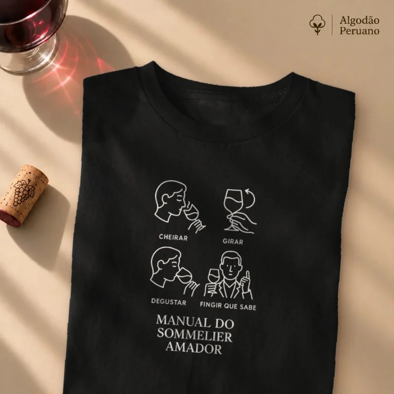 Camiseta Manual do Sommelier Amador - Camiseta Algodão Peruano
