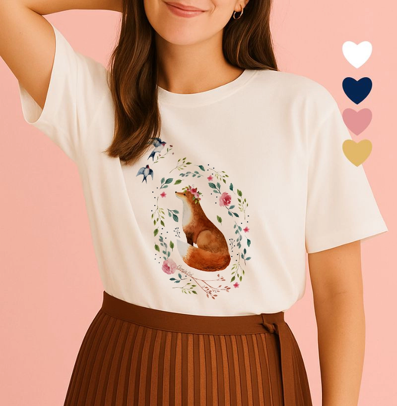 Camiseta Feminina Ilustrada Raposinha