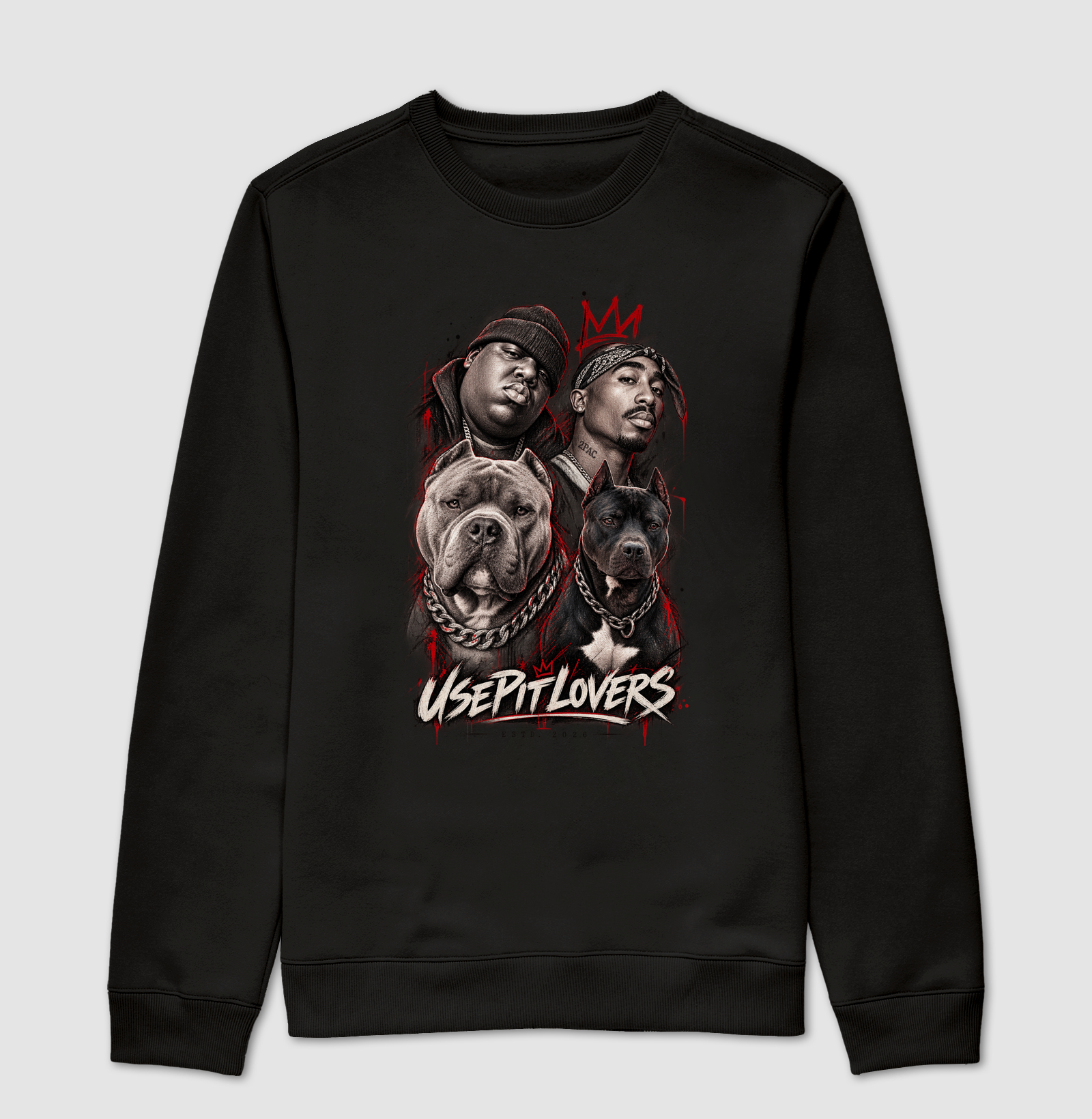 B.I.G AND TUP PAC | PITMONSTER AND APBT - Suéter Moletom