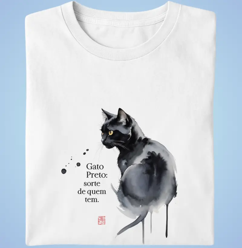 Camiseta estampada Gato Preto
