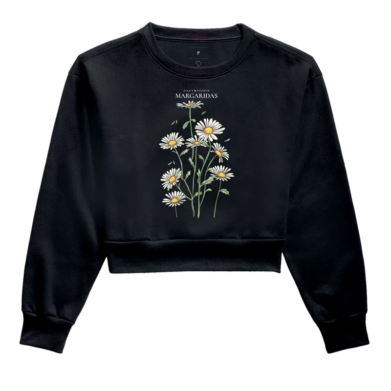 Moletom Cropped - Margaridas