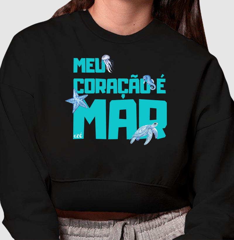 Meu coração é mar - Cropped Moletom