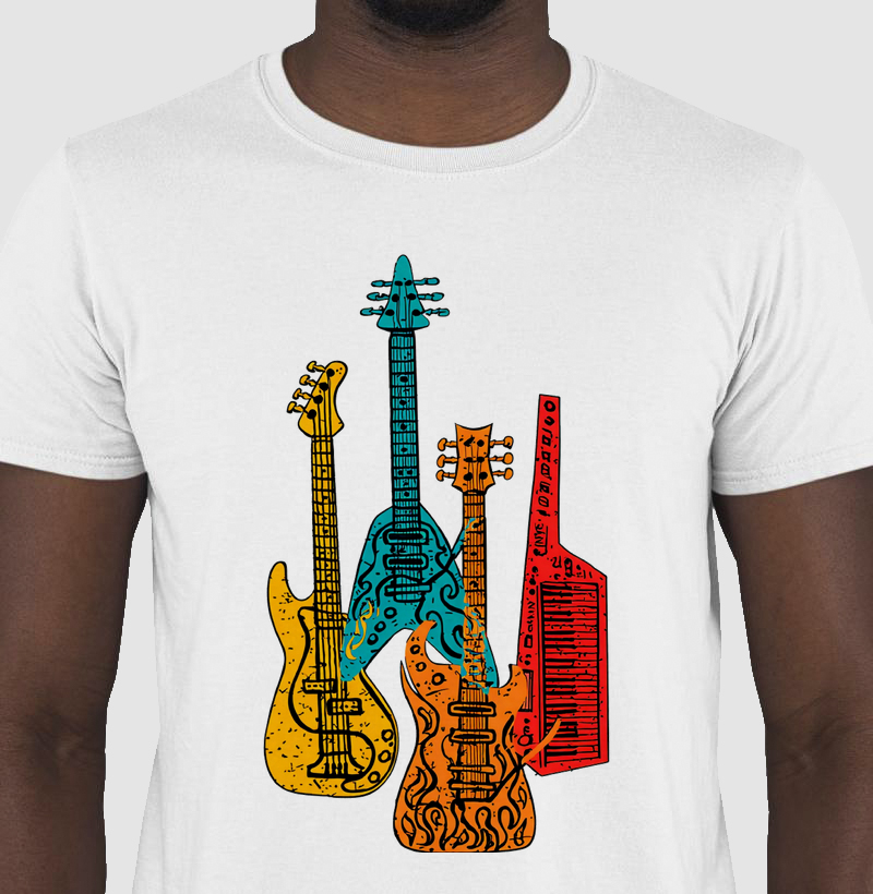 camiseta-rock-guitarras-coloridas-estilo-vintage-para-amantes-da-musica