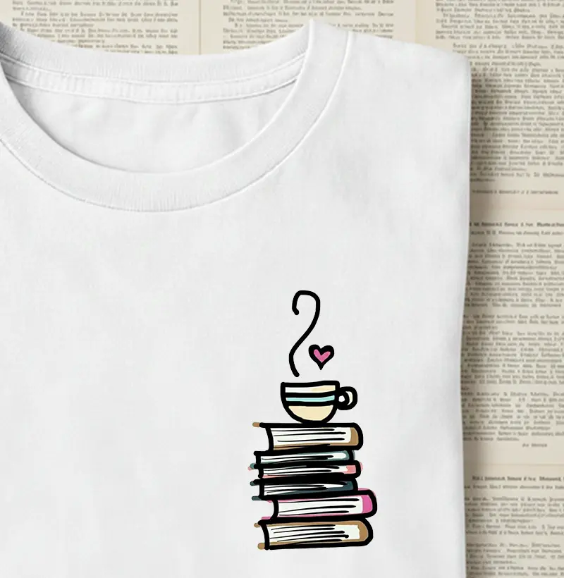 Camiseta - Livros e Café