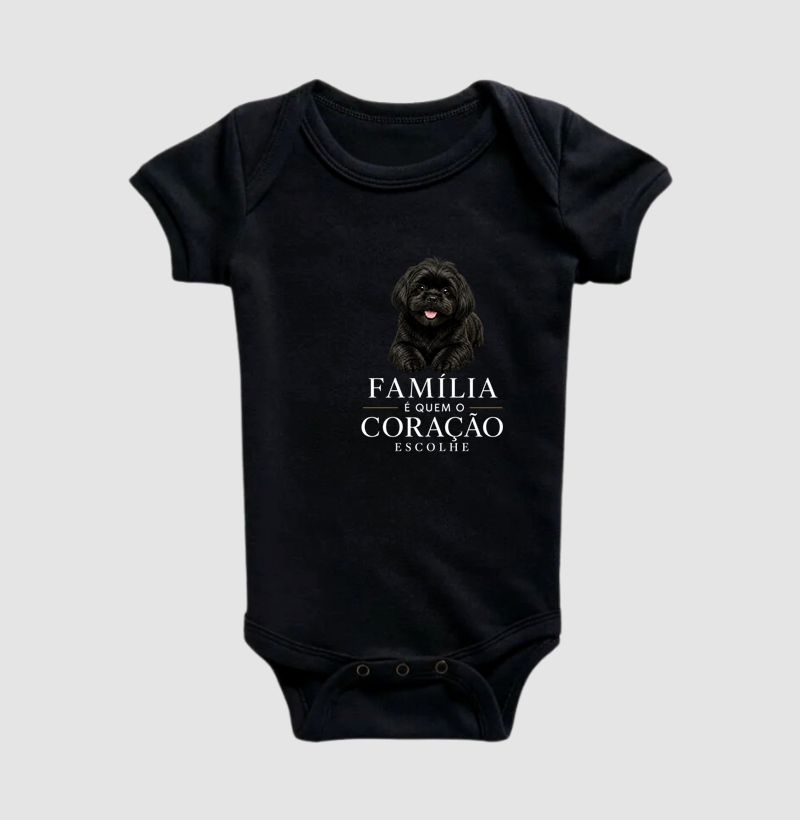 Shih Tzu Preto - Família - Body Infantil