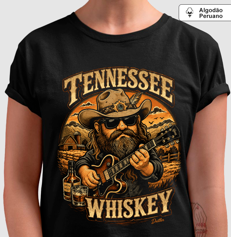baby Look Feminina Country Tennessee Whiskey Dustler South Co. Algodão Peruano Premium