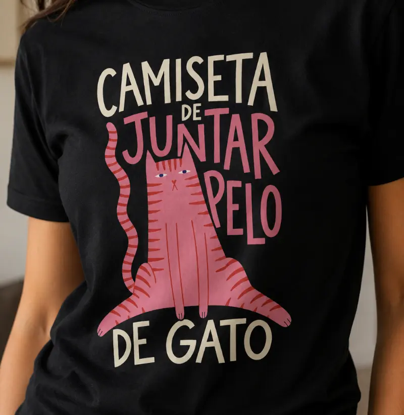 camiseta de juntar pelo de gato