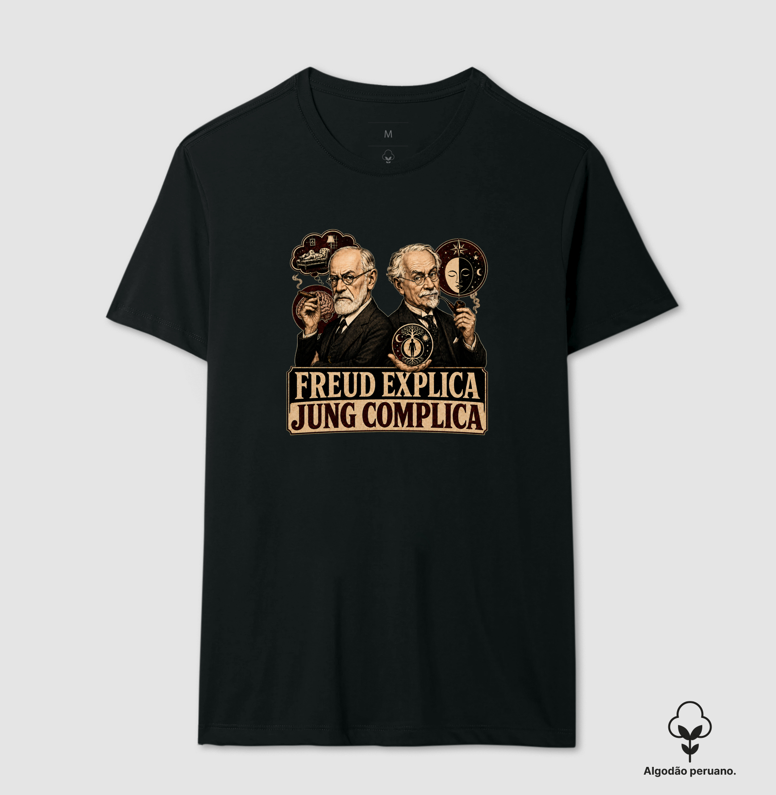 Freud Explica, Jung Complica - Camiseta Algodão Peruano