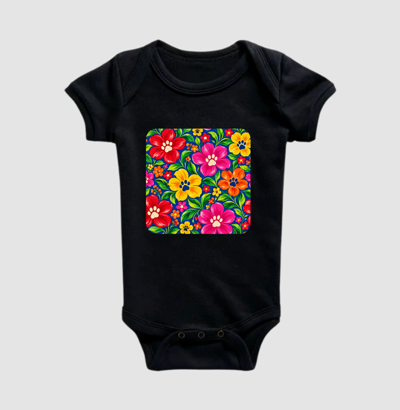 Jardim Floral Com Patinhas - Body Infantil