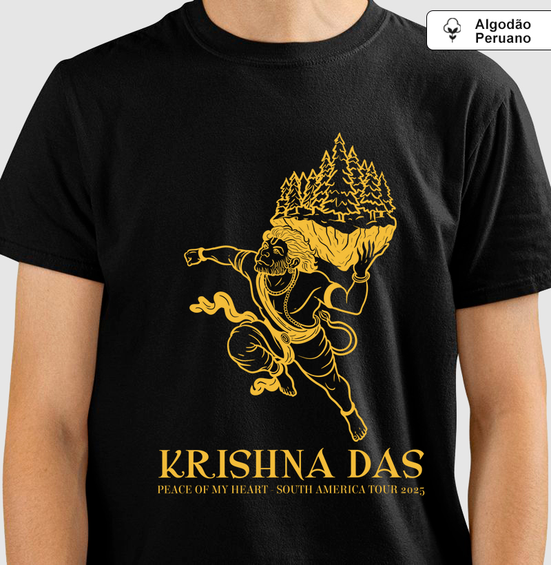 Hanuman Mountain - Camiseta Algodão Peruano - Estampa Amarela