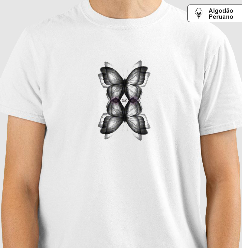 Camiseta Regular Algodão Peruano Borboleta Raio-x