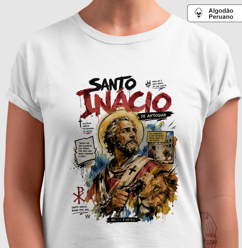 Santo Inácio de Antioquia e o Leão - Algodão Peruano