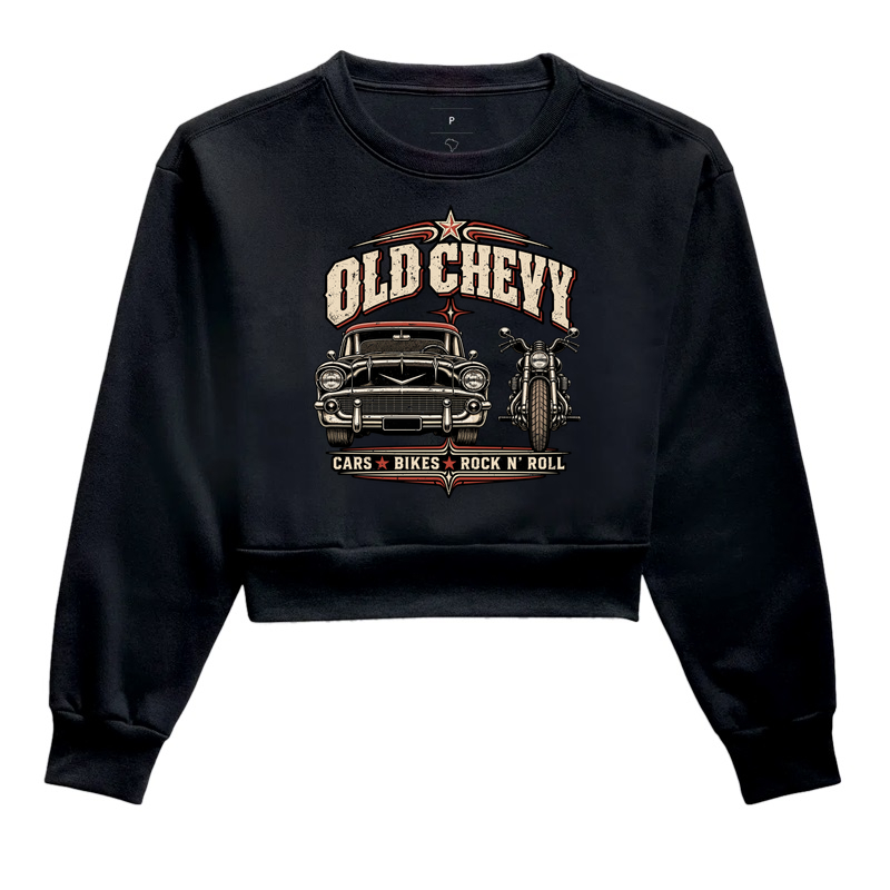 Side by Side | Steel & Wheels - Old Chevy - Cropped Moletom