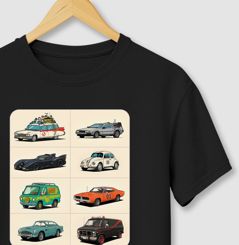 Camiseta colecionador miniaturas carros famosos
