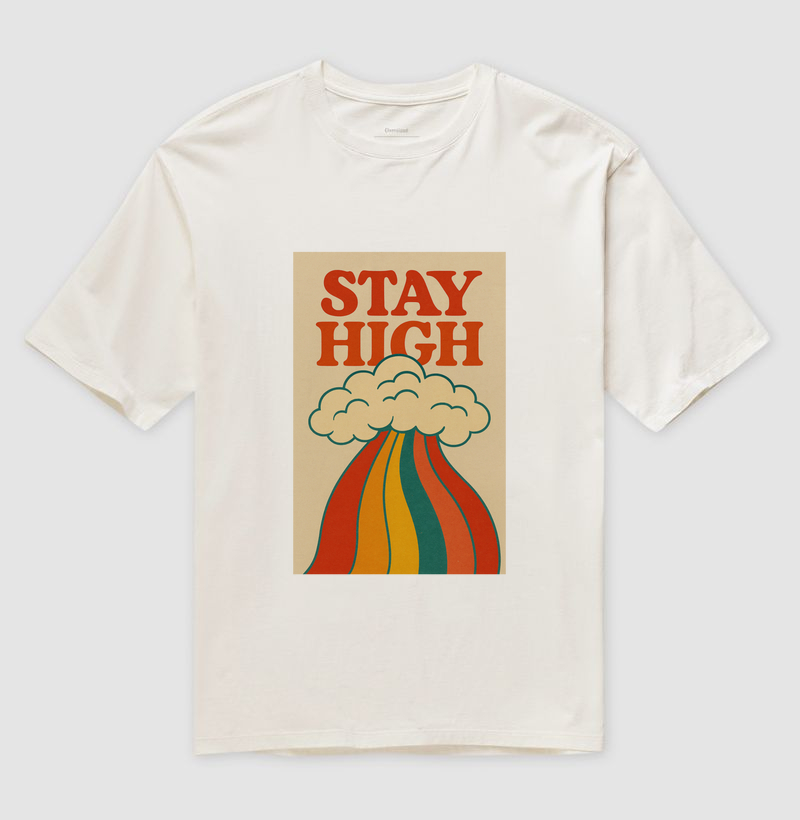 Camiseta oversized - Stay High Rainbow