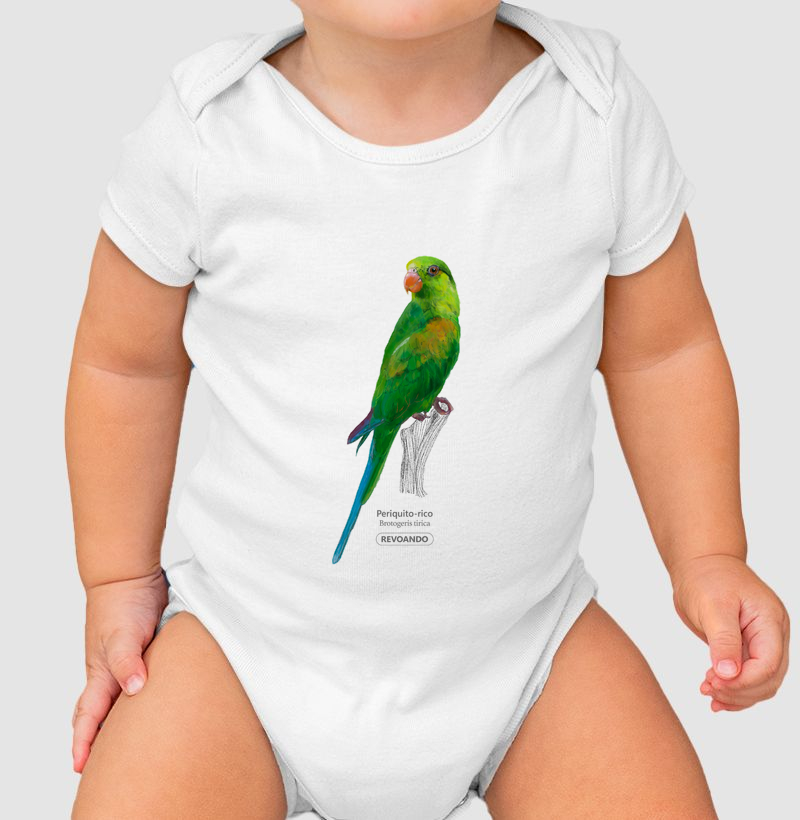 Aves do Brasil - Periquito-rico - Body Infantil