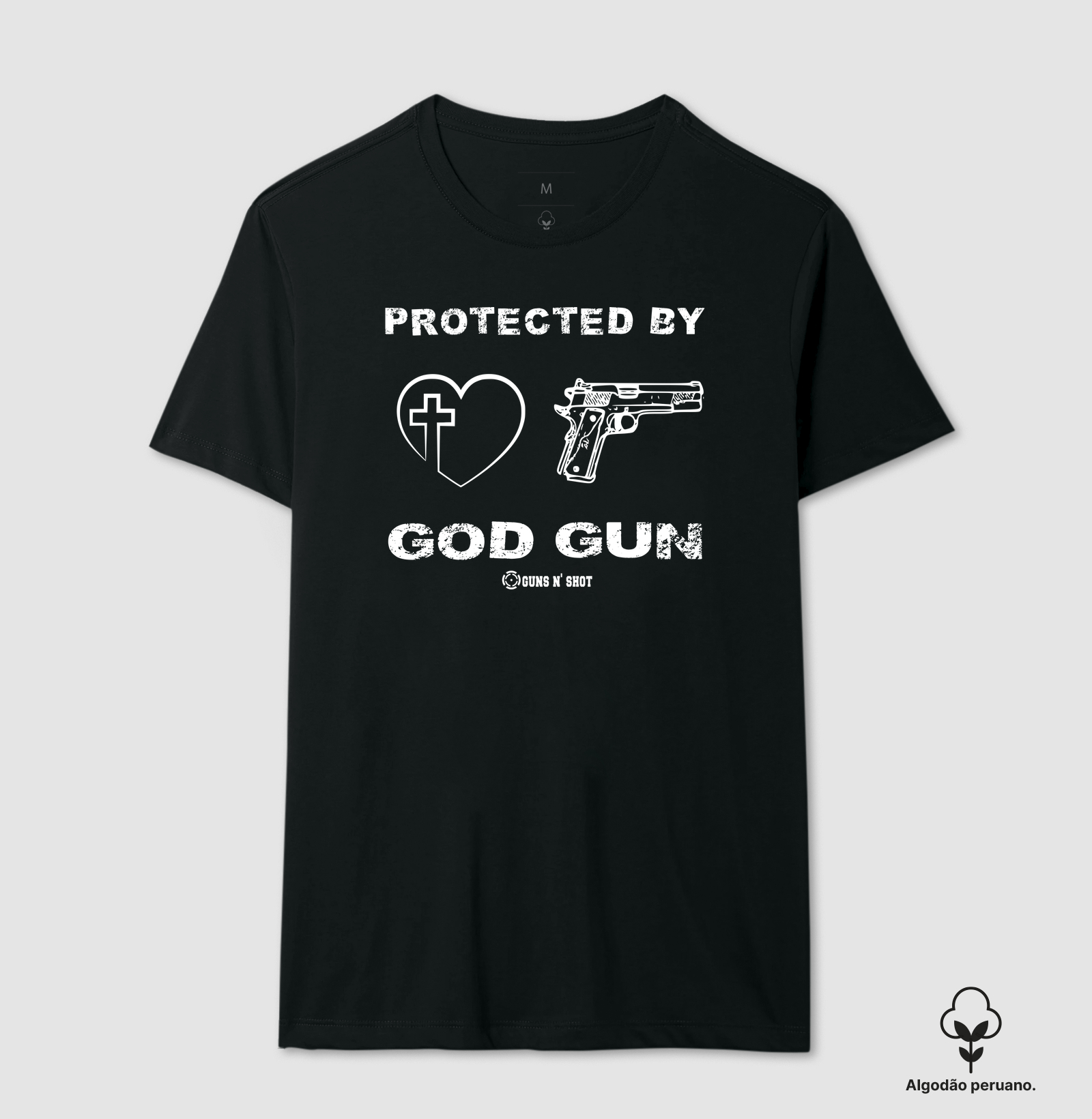 Protected by God Gun CAC Tiro Esportivo - Camiseta Algodão Peruano