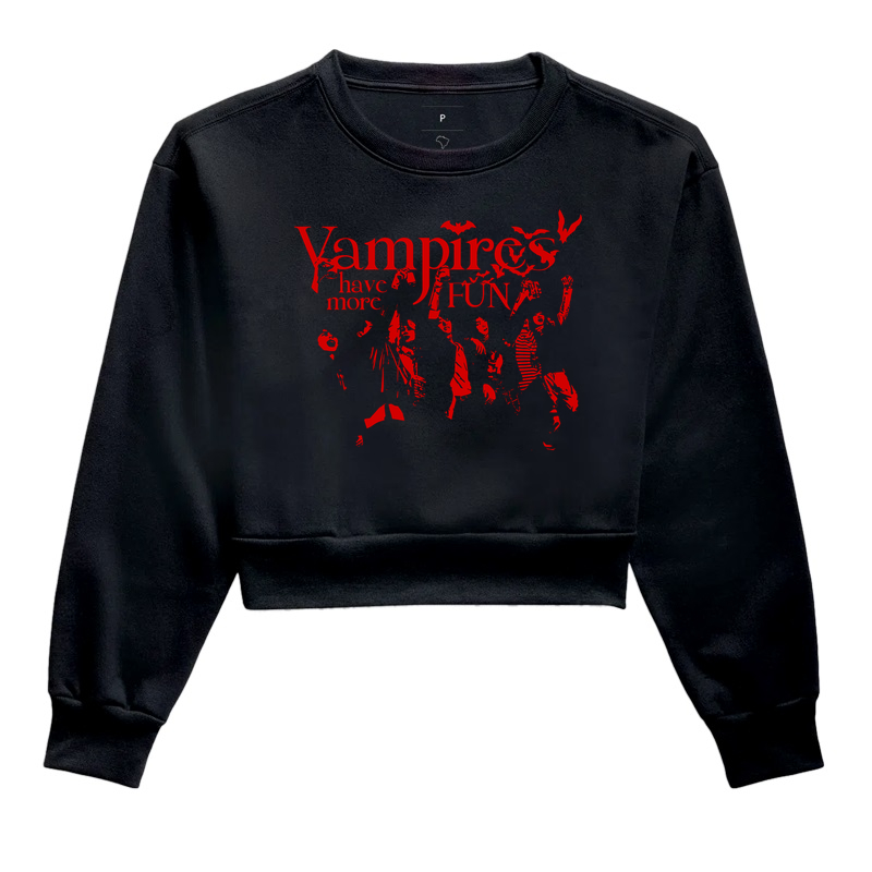Vampires Have More Fun - Moletom Cropped Preto
