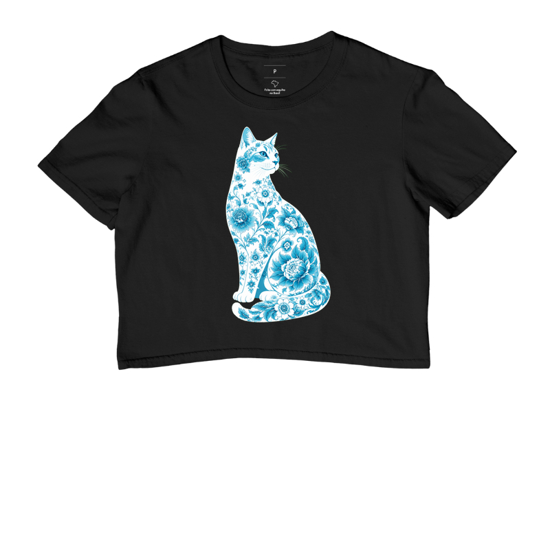 Gato Floral Azul - Cropped