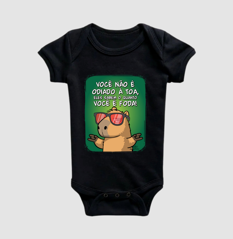 Camiseta Capivara Você é Foda - Body Infantil
