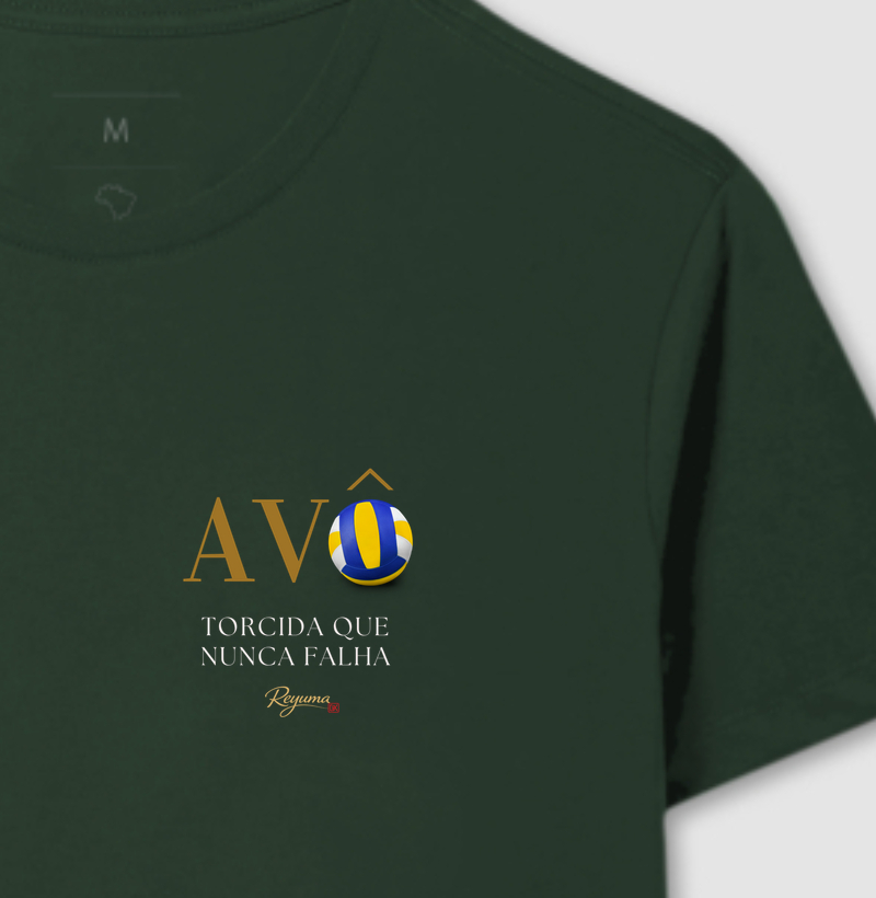  Camiseta Masculina, Feminina, Babylook e Unissex Vôlei “Avô Torcida que nunca falha" – Avô – 100% algodão