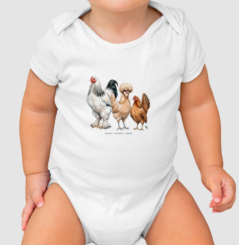Aves - Galos e Galinhas - Body Infantil