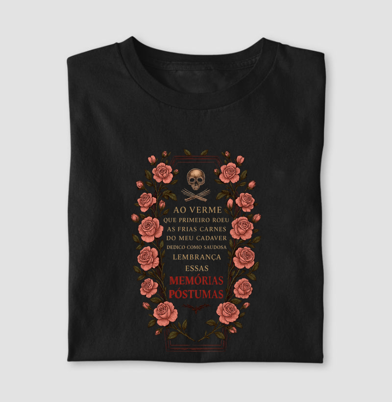Camiseta Caixão das memórias póstumas ( inspirada na escritora Lisa Hallowey)