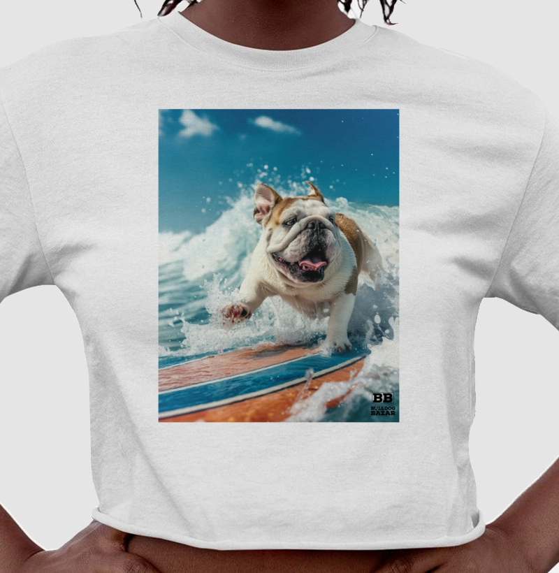 Camiseta Cropped Bulldog Ingles "Tirando Onda"