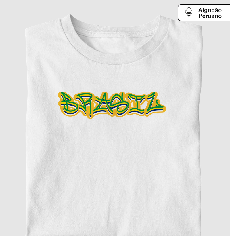Camiseta Algodão Peruano Brasil Grafite