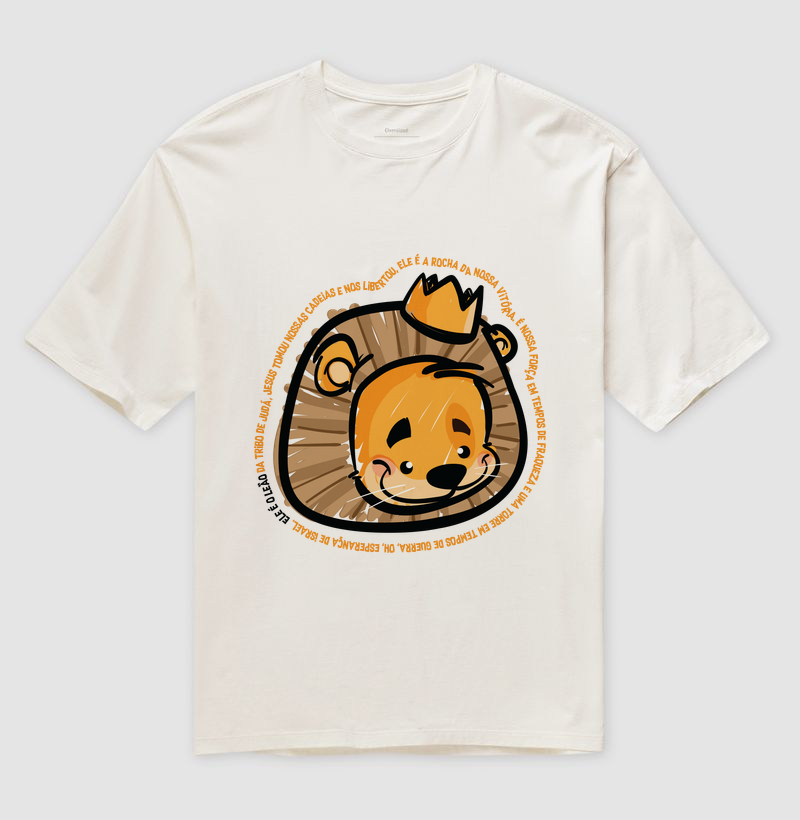 Camiseta Oversized Cristã Unissex Leão de Judá Ilustrado