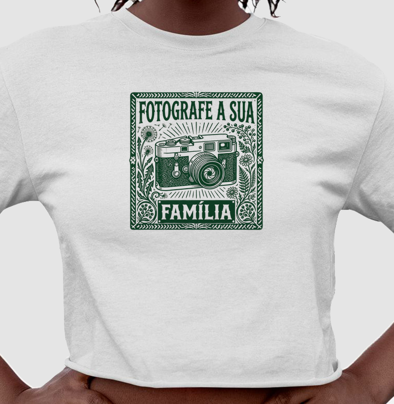 Camiseta cropped Fotografe a sua família - Algodão Premium - ilustração verde