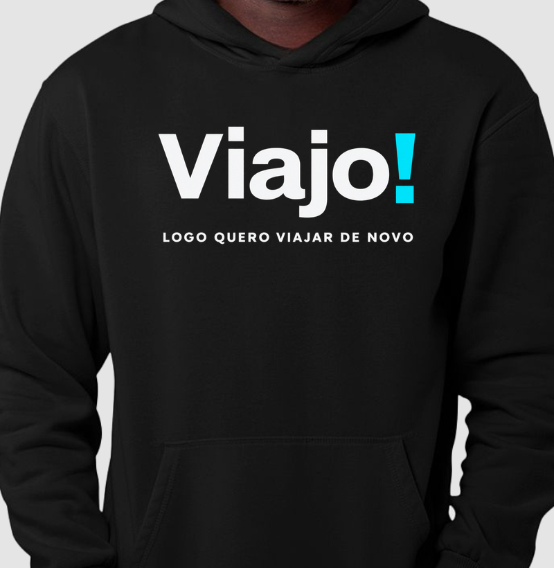 Moletom viajo, logo quero viajar de novo