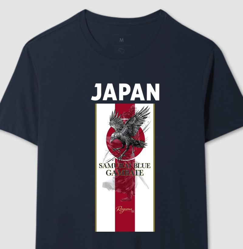 Camiseta Masculina e Feminina Futebol “Samurai Blue” - Copa do Mundo - Algodão 100% 