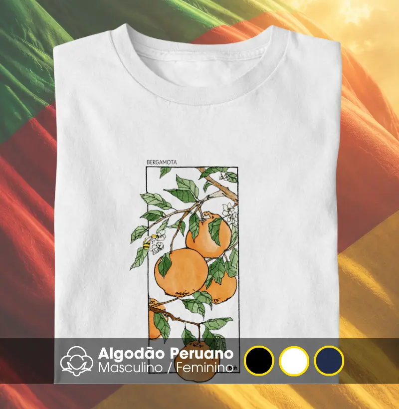 Bergamota Aquarela - Camiseta Algodão Peruano