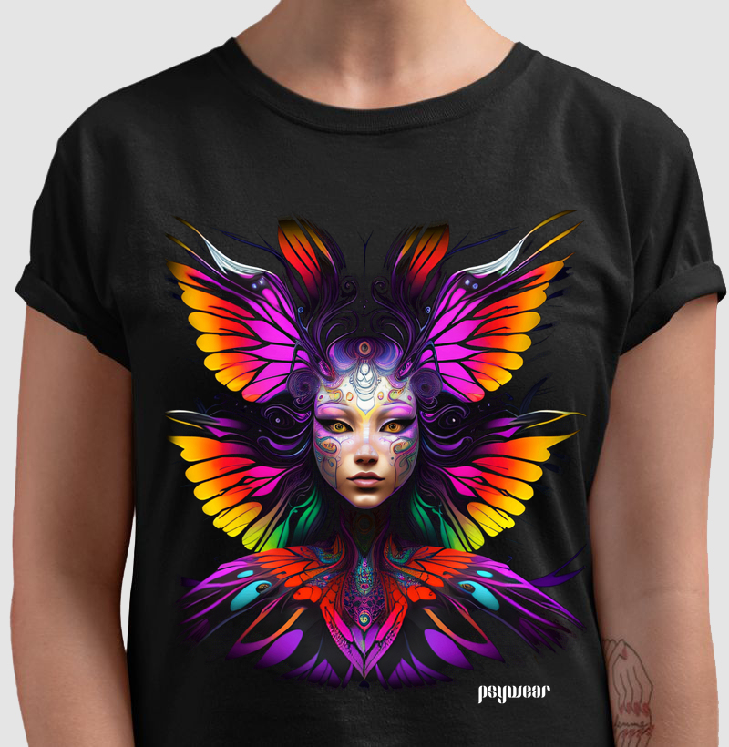 Metamorfose Psicodélica: Rosto em Êxtase de Borboletas