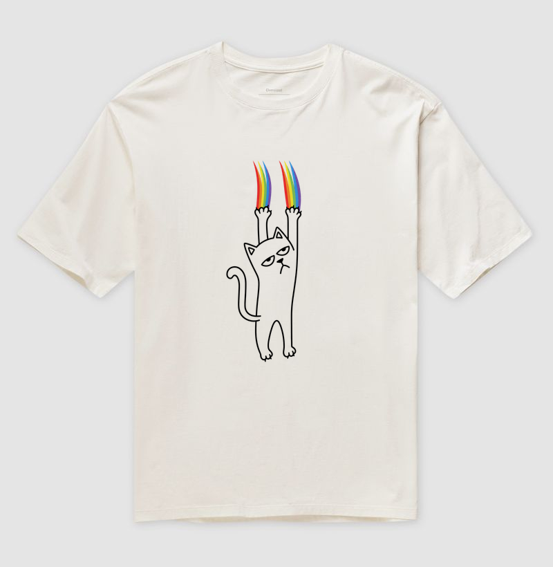 Rainbow Cat — LGBT, Orgulho Gay, Gato Queer, Humor | Ô Bicha! - Camiseta Oversized