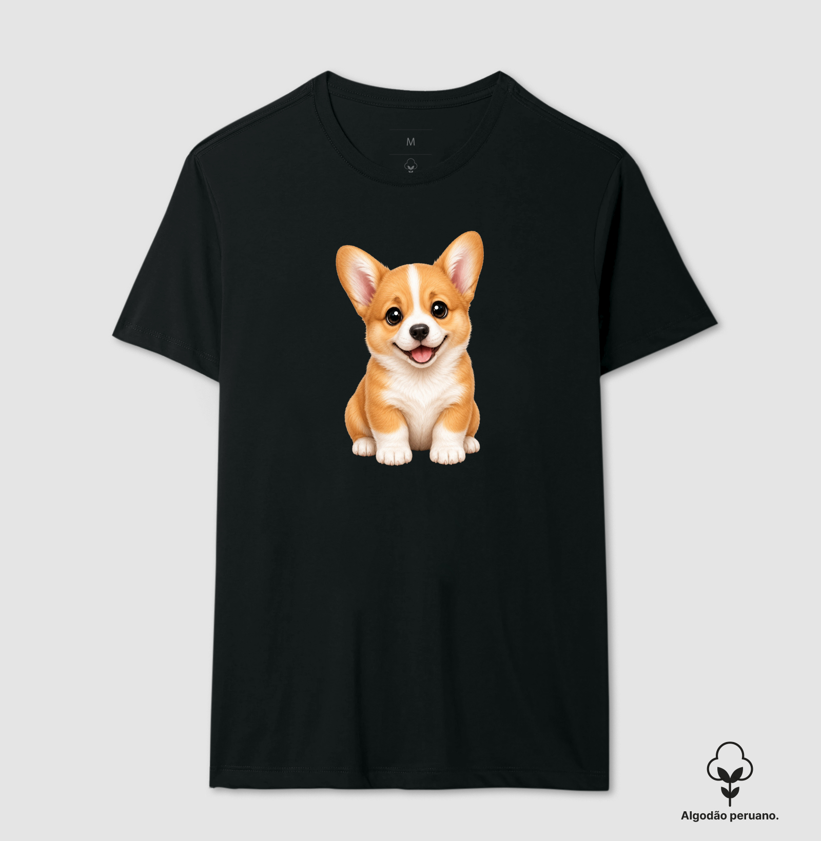 Corgi Claro - Desenho Animado - Camiseta Algodão Peruano