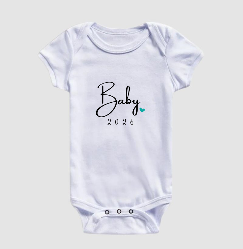 Baby 2026 - coração verde (body bebê)