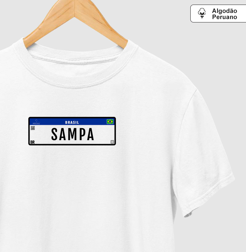 Placa Sampa Camiseta Algodão Peruano