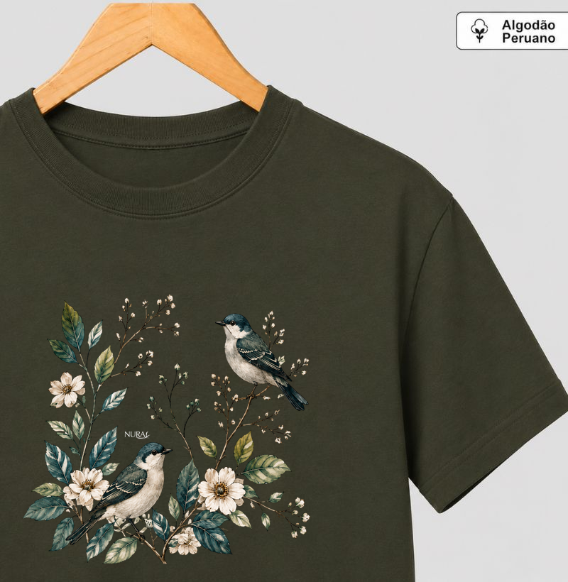 Pássaros do Bosque - Camiseta Algodão Peruano