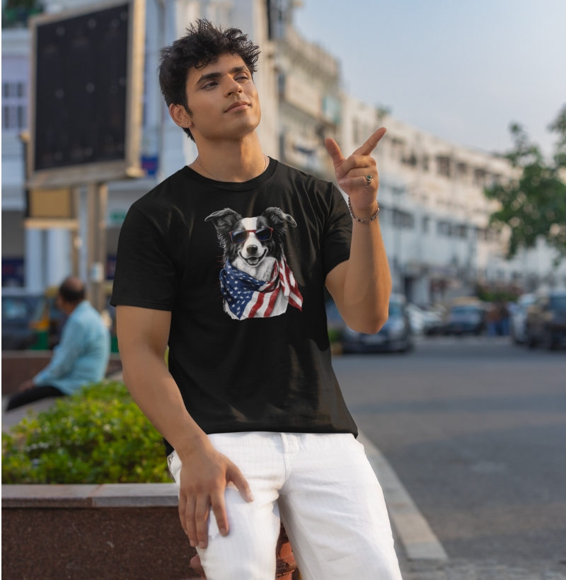 Camiseta com Estampa de um Border Collie