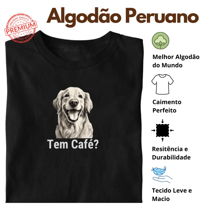 Camiseta Tem Café Golden Algodão Peruano