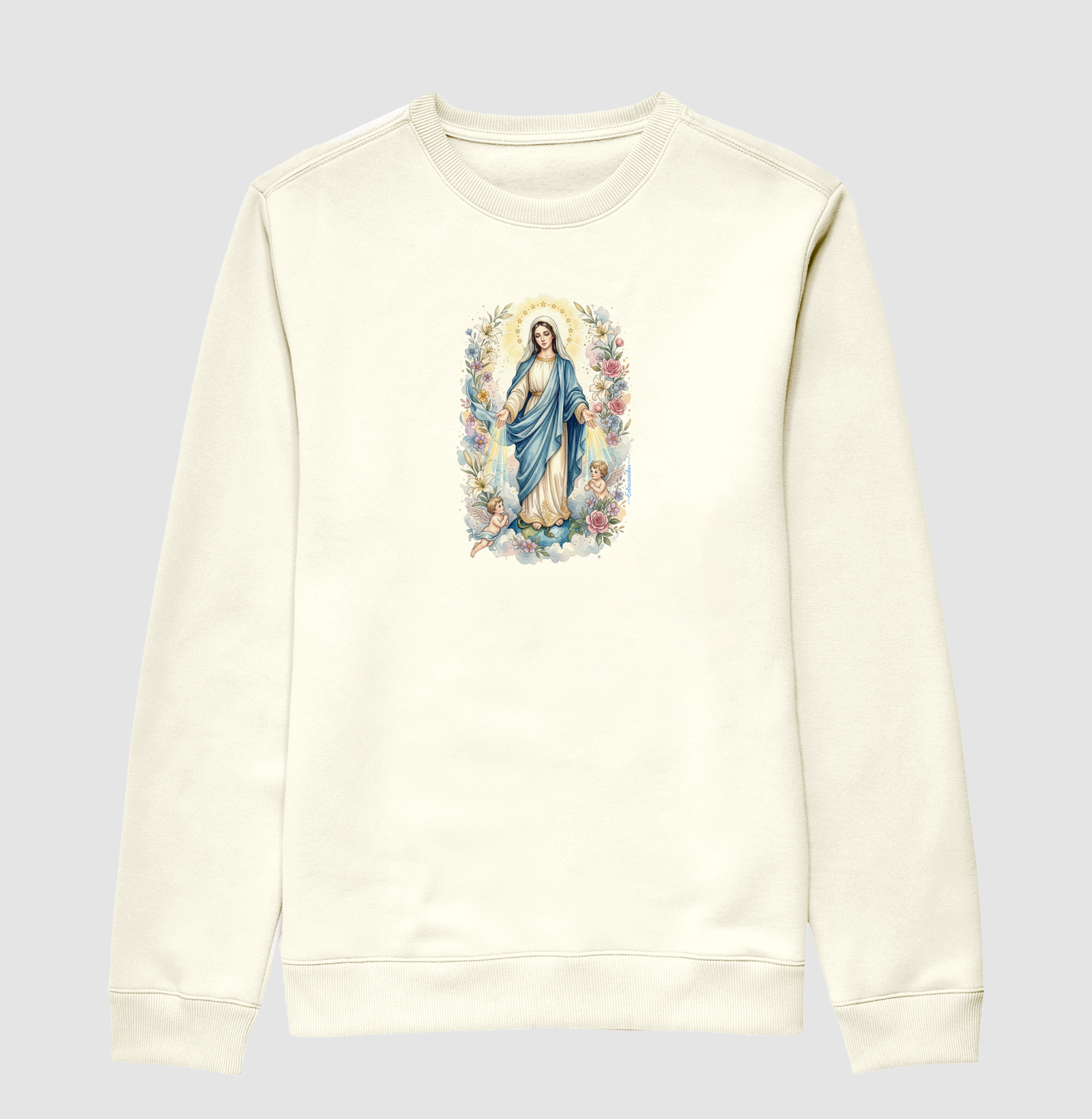 Camiseta Nossa Senhora das Graças - Raios de Luz e Anjos - Suéter Moletom