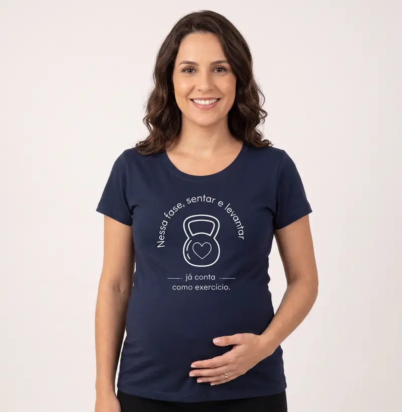 Sentar e levantar - Blusa Feminina Estampada para Grávida